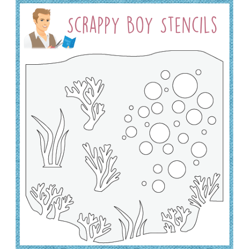 Under the Sea Scene Builder Stencil scrappyboystamps