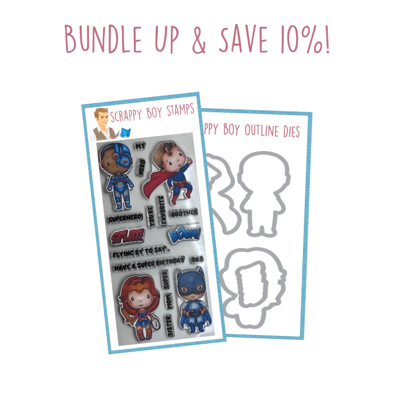Bundle - You're My Hero Stamp & Outline Dies scrappyboystamps