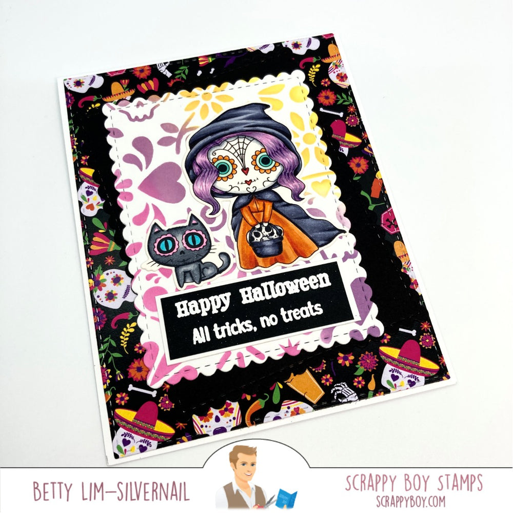 
                  
                    Cute Girls Day of the Dead Stencil scrappyboystamps
                  
                