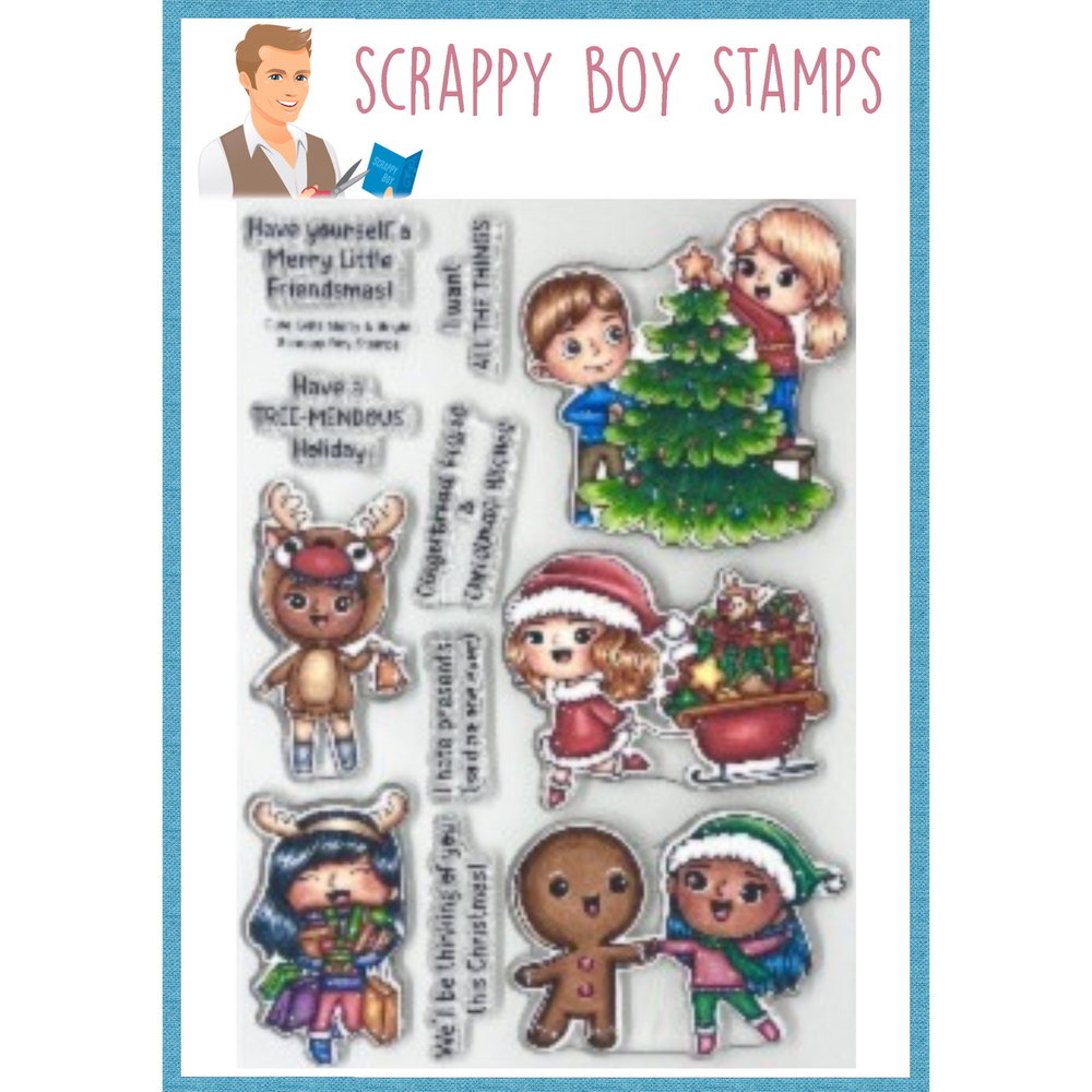 Cute Girls Merry & Bright 6x8 Stamp Set Scrappy Boy Stamps