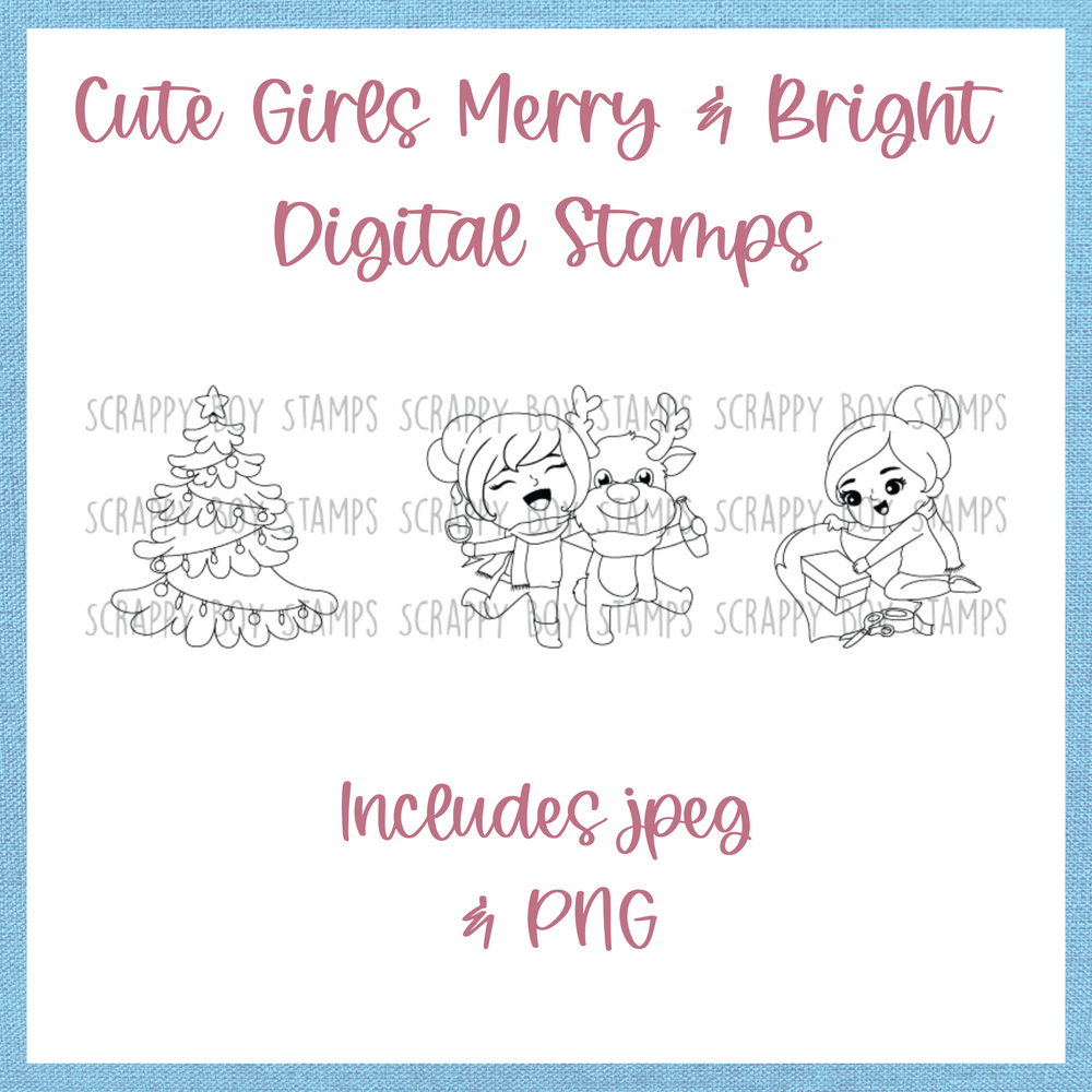 Cute Girls Merry & Bright - DIGITAL STAMP scrappyboystamps