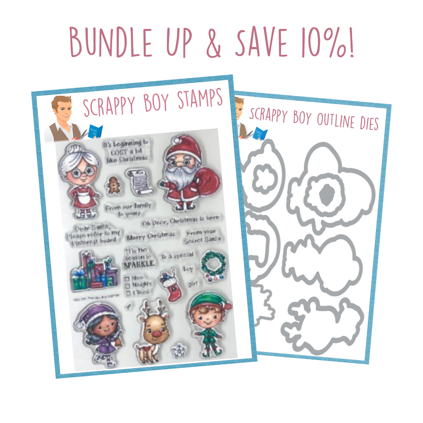 Bundle - Nice List Stamp & Outline Dies scrappyboystamps