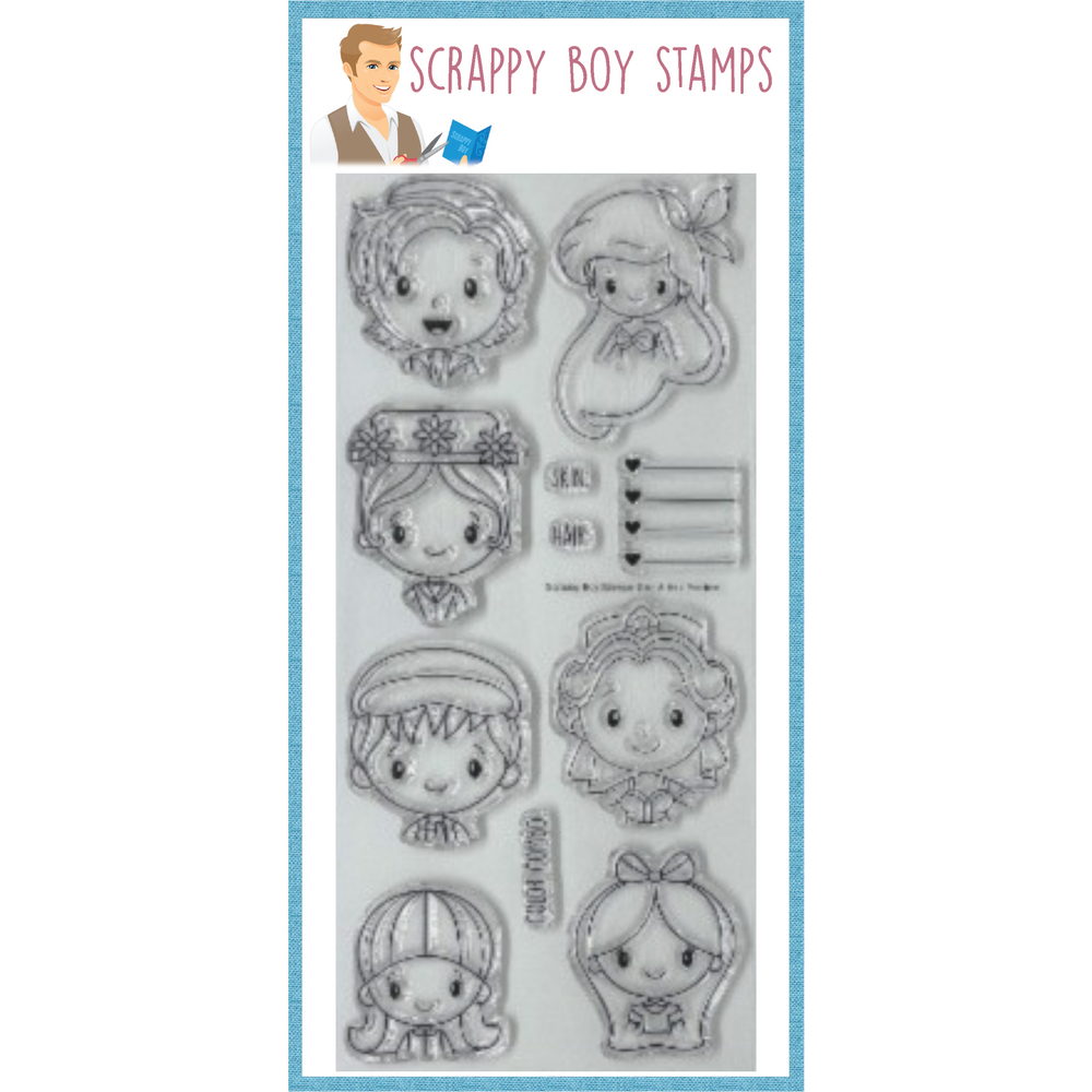 Skin & Hair Practice - 4x8 Stamp Set scrappyboystamps