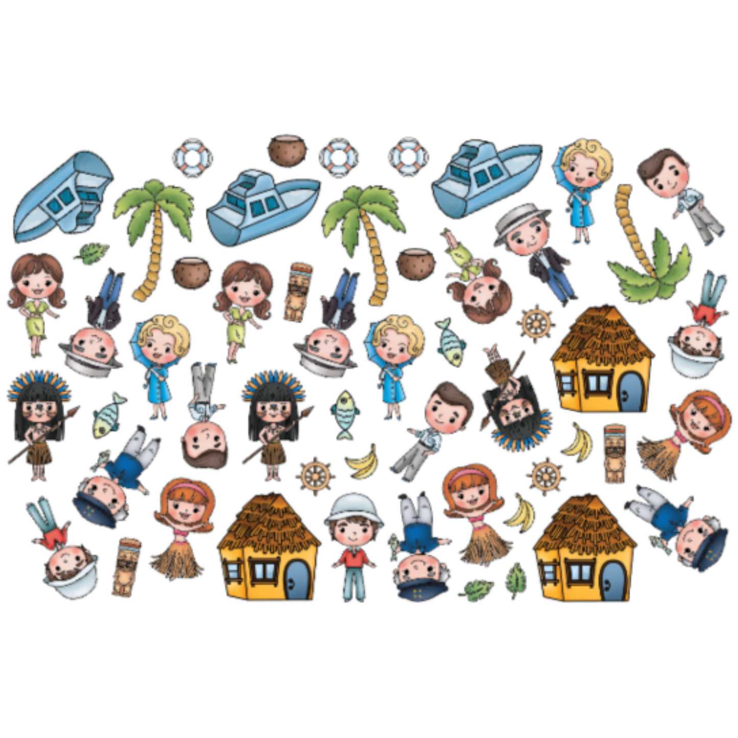 Three Hour Tour - Colored Die Cut Pieces Scrappy Boy Stamps